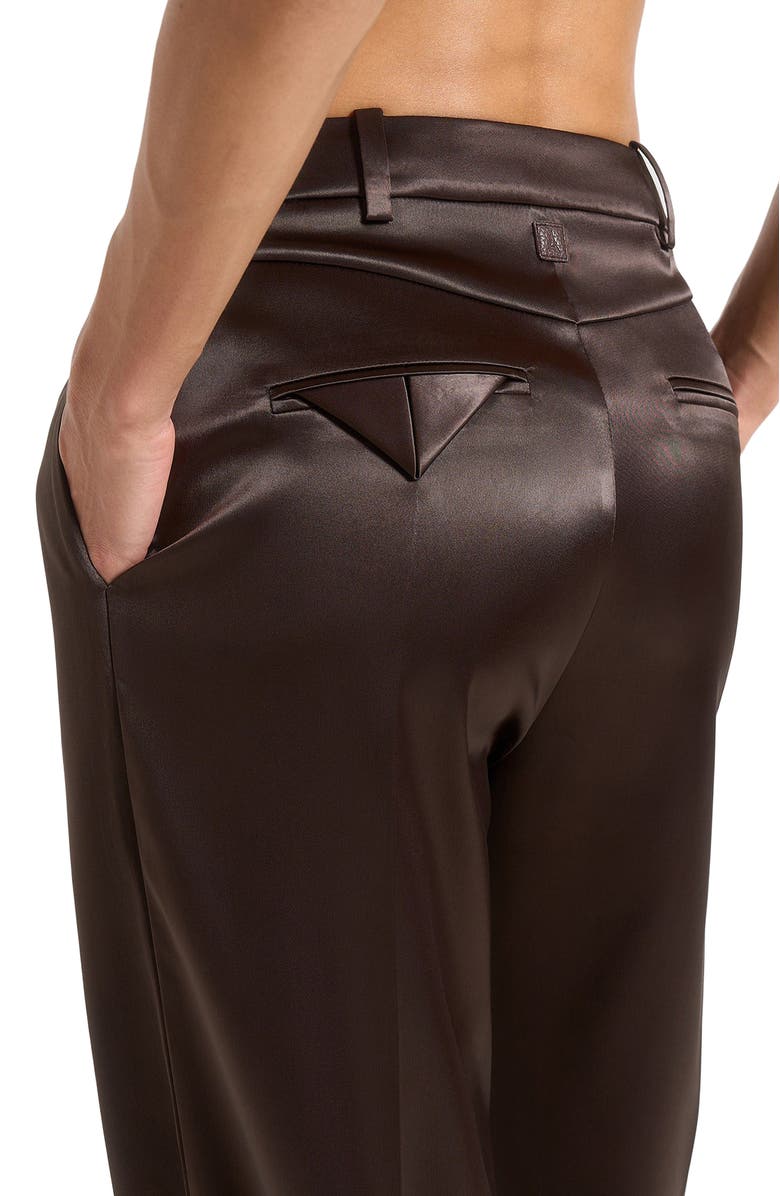 Manière De Voir Julie Satin Tailored Twin Pleat Trousers, Alternate, color, Brown