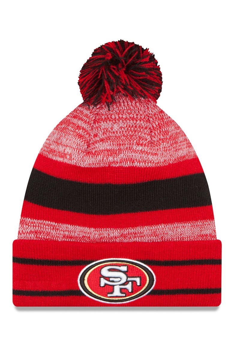 Men's New Era Scarlet San Francisco 49ers Team Logo Cuffed Knit Hat with Pom, Main, color, SCARLET