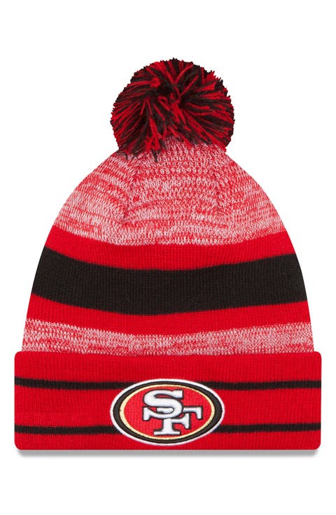 Men's New Era Scarlet San Francisco 49ers Team Logo Cuffed Knit Hat with Pom