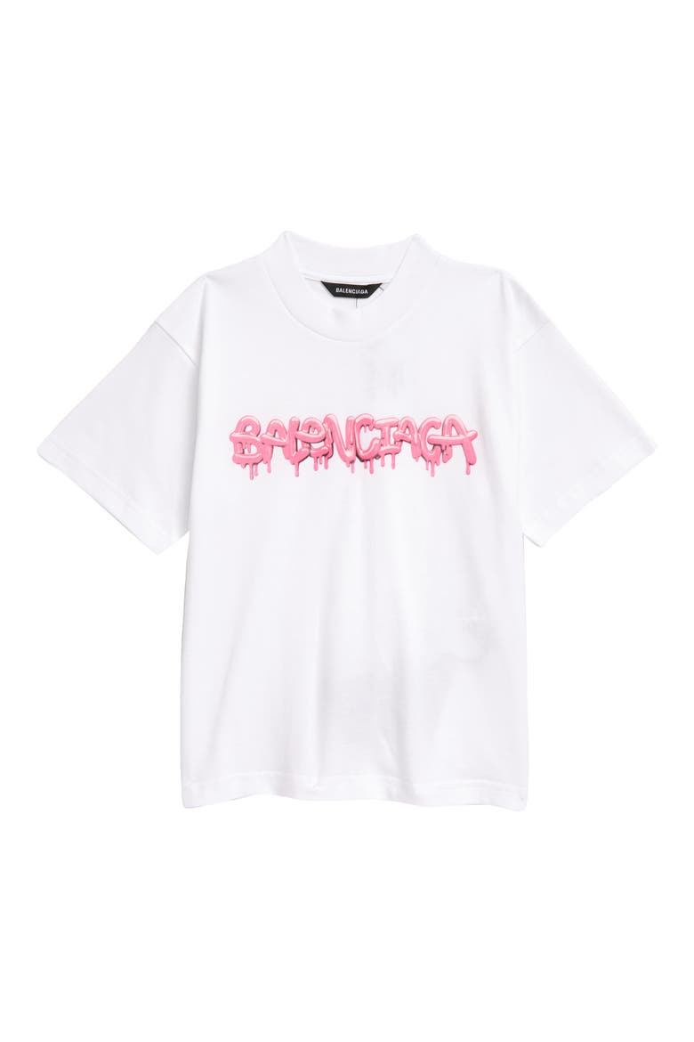 Kids' Slime Logo Cotton Graphic Tee, Main, color, WHITE/BUBBLE GUM