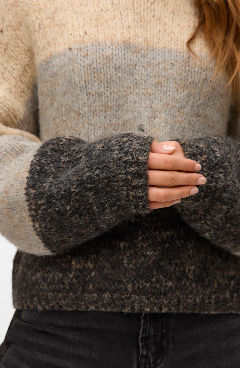 VERO MODA Jenna Colorblock Boatneck Sweater, Alternate, color, Oatmeal Detail W As