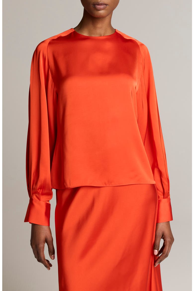 Tie Back Satin Top, Main, color, CRIMSON