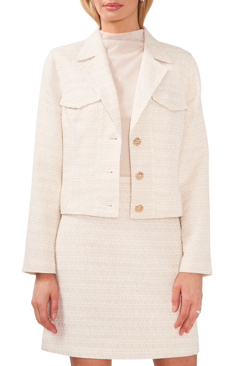 Tweed Crop Blazer, Main, color, NEW IVORY/ GOLD