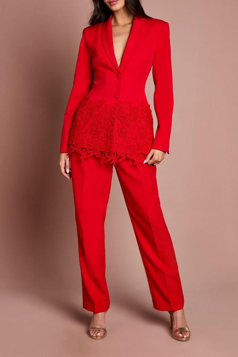 Pleat Front Formal Trouser, Alternate, color, Red