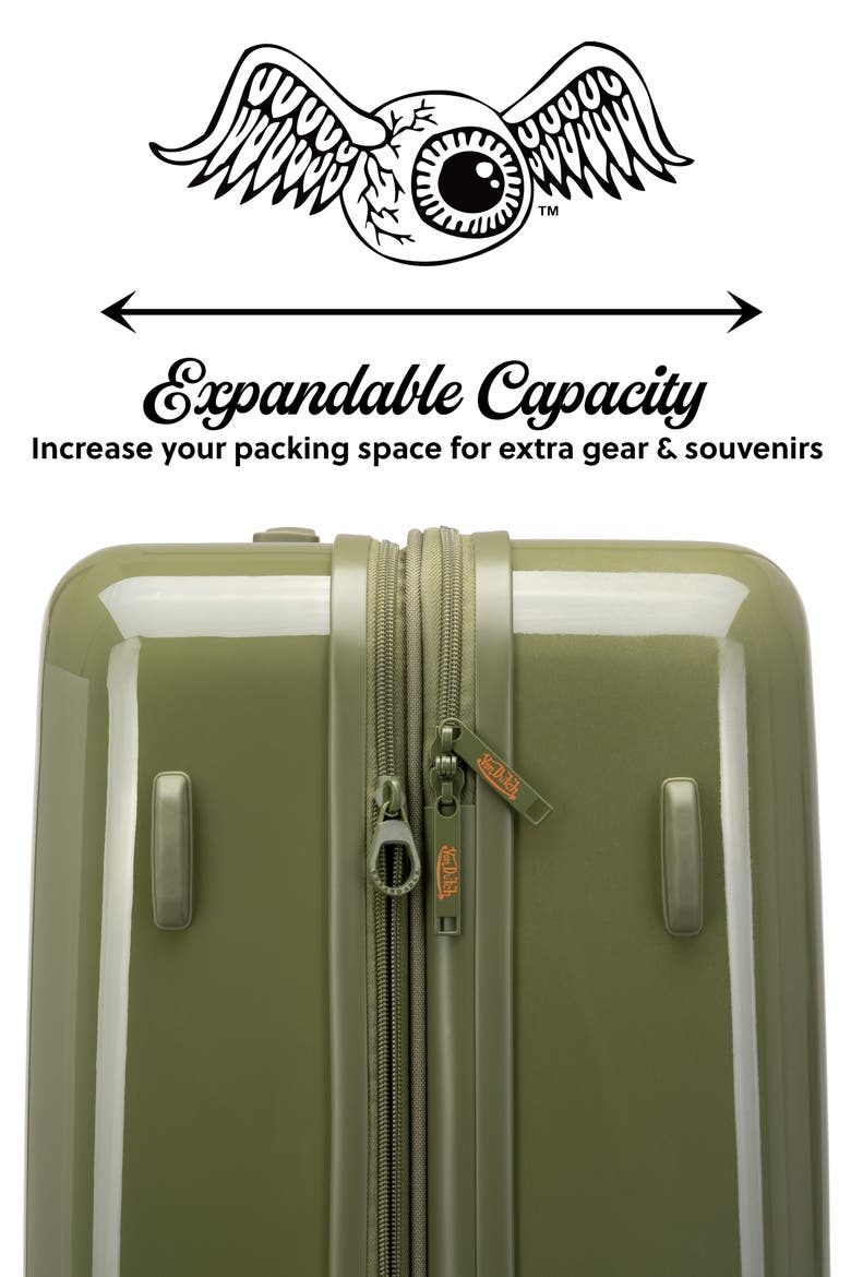 Kustom Kulture 3-Piece Expandable Hardside Spinner Luggage Set, Alternate, color, Olive Eyeflight