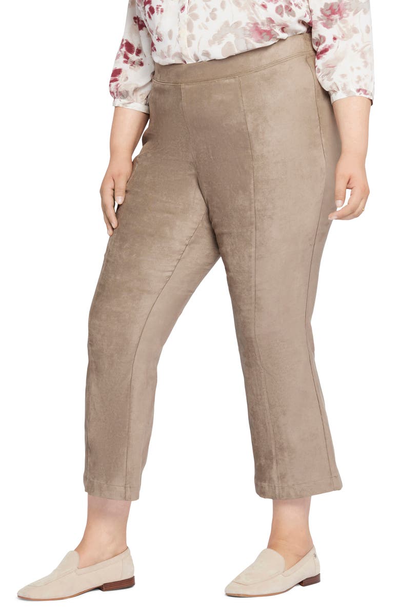 NYDJ Pull-On Ankle Slim Bootcut Faux Suede Pants, Alternate, color, Saddlewood