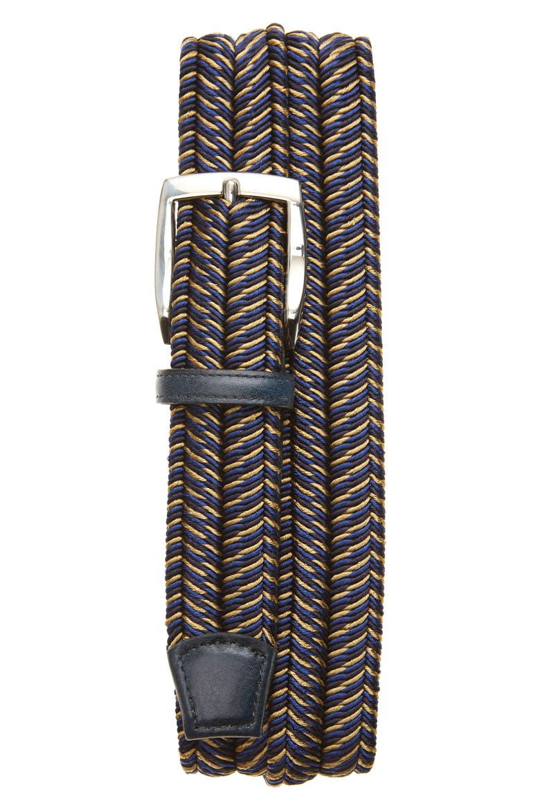 Herringbone Woven Belt, Main, color, NAVY/ KHAKI