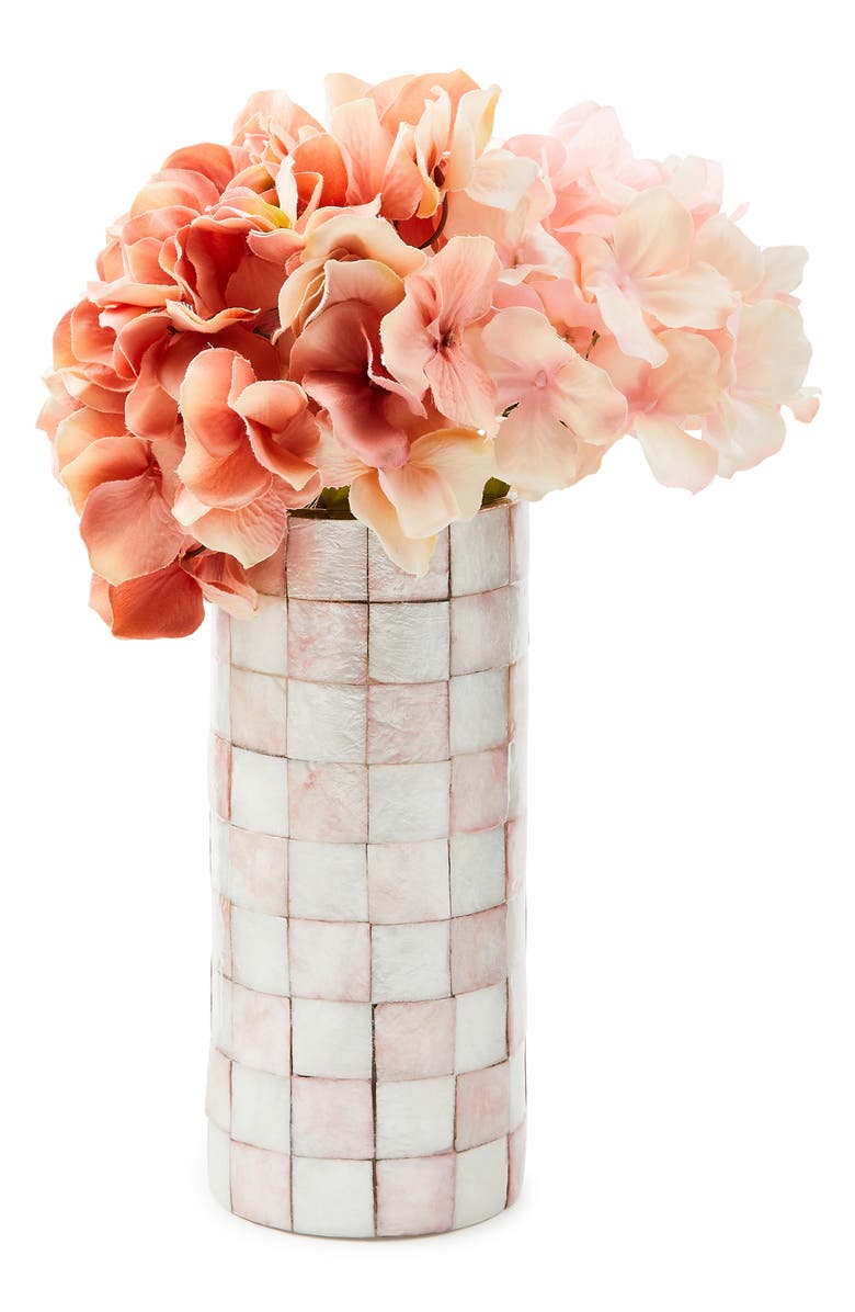 MACKENZIE CHILDS Rosy Check<sup>®</sup> Capiz Small Vase, Alternate, color, Rosy