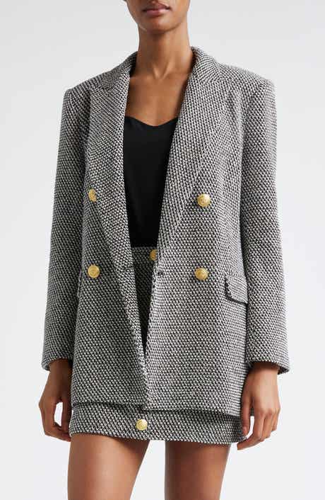 L'AGENCE Riva Double Breasted Knit Blazer