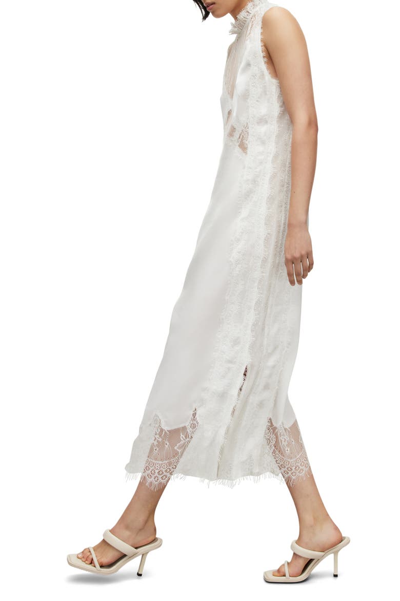 Mila Lace & Satin Dress, Alternate, color, WHITE