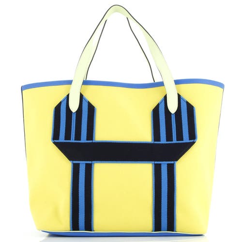 Pre-owned Hermes Hermes Pursangle Tote Canvas With Leather In Green