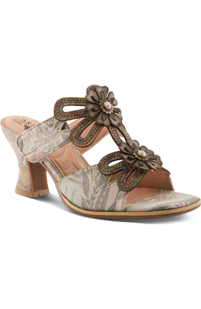 L'Artiste by Spring Step Alania Garden Floral Sandal, Main, color, Grey Multi