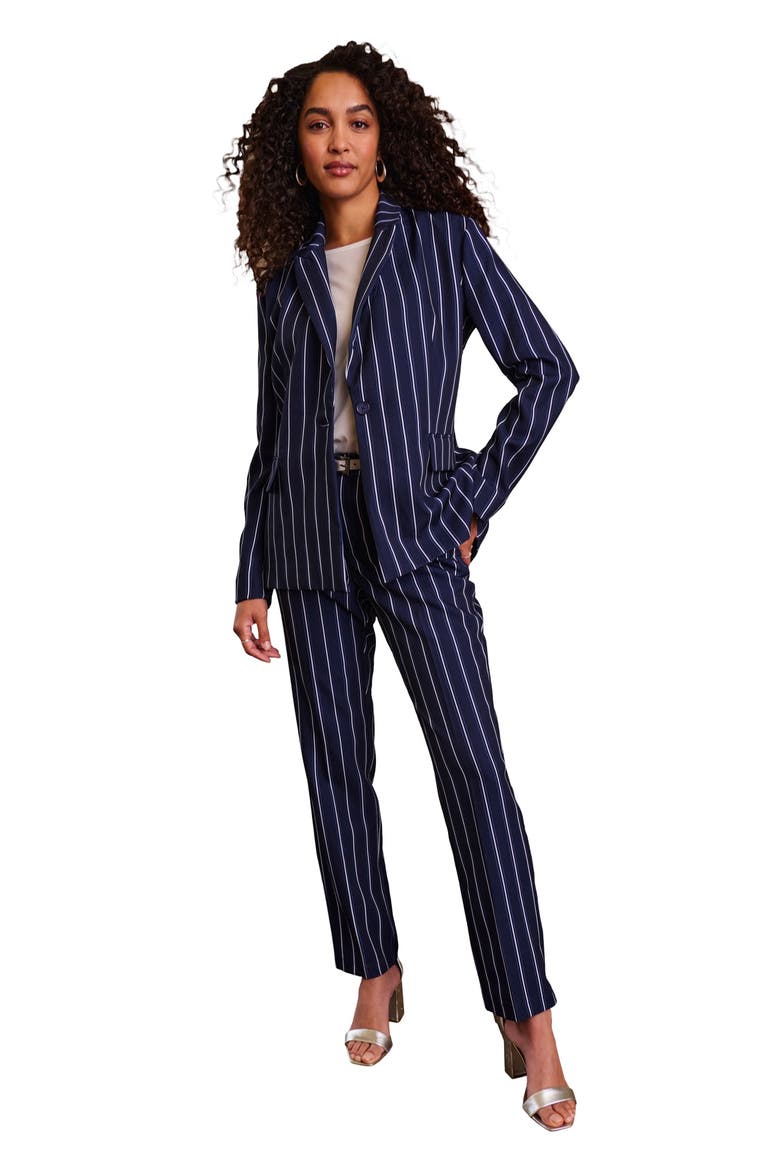 Bi Stretch Shaped Blazer, Main, color, NAVY TAILORED STRIPE