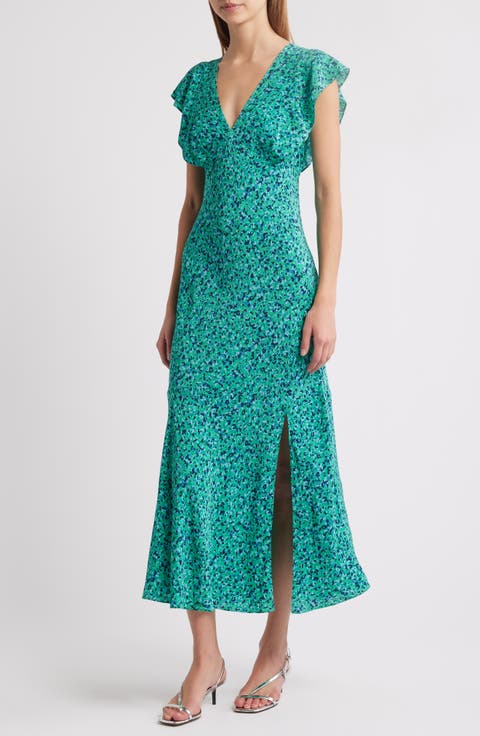 Dina Flutter Sleeve Midi Dress