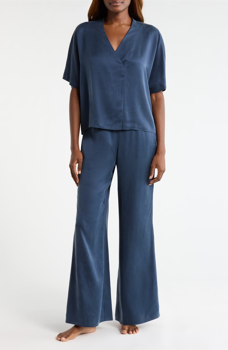 Lunya Washable Silk Crossover Pajamas, Main, color, Deep Blue