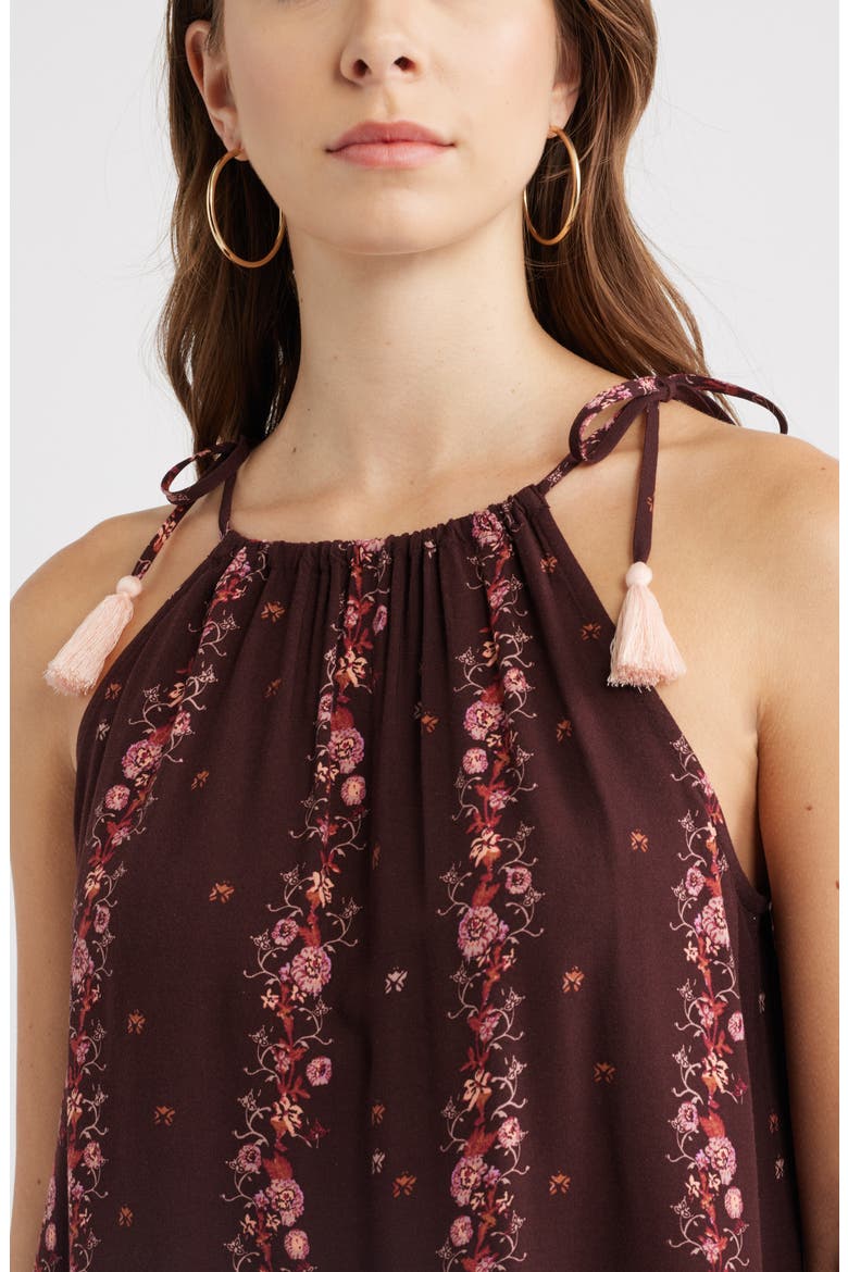 Ruffle Hem Camisole, Alternate, color, BURGUNDY BLOSSOM BORDER