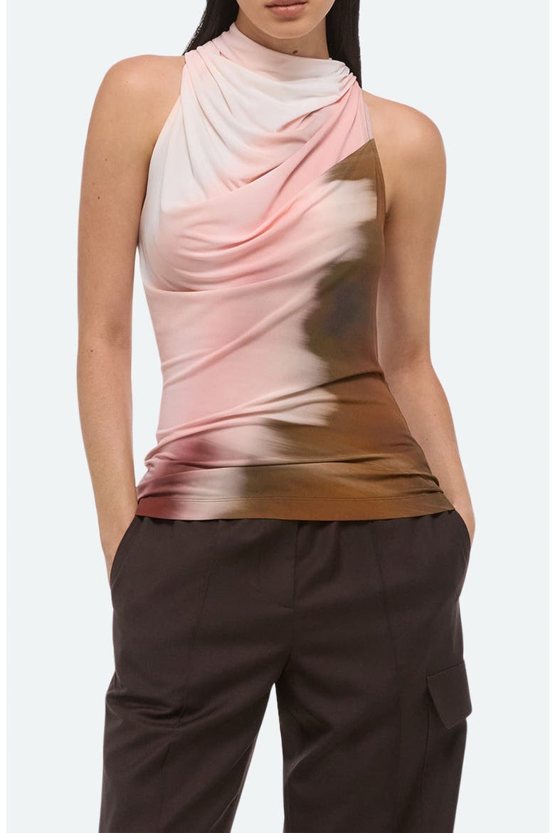 Batik Print Ruched Sleeveless Top, Main, color, PINK MULTI