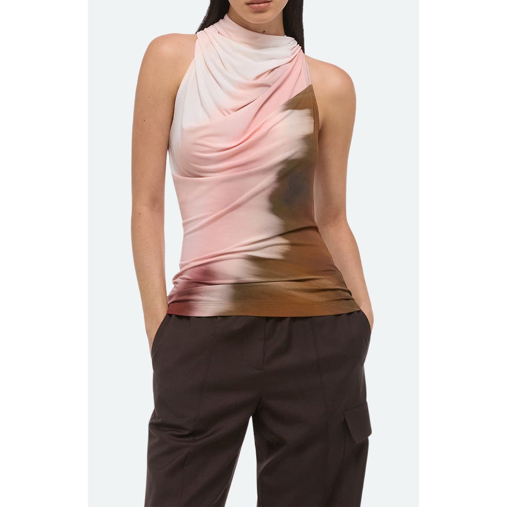 Helmut Lang Batik Print Ruched Sleeveless Top in Pink Multi  product