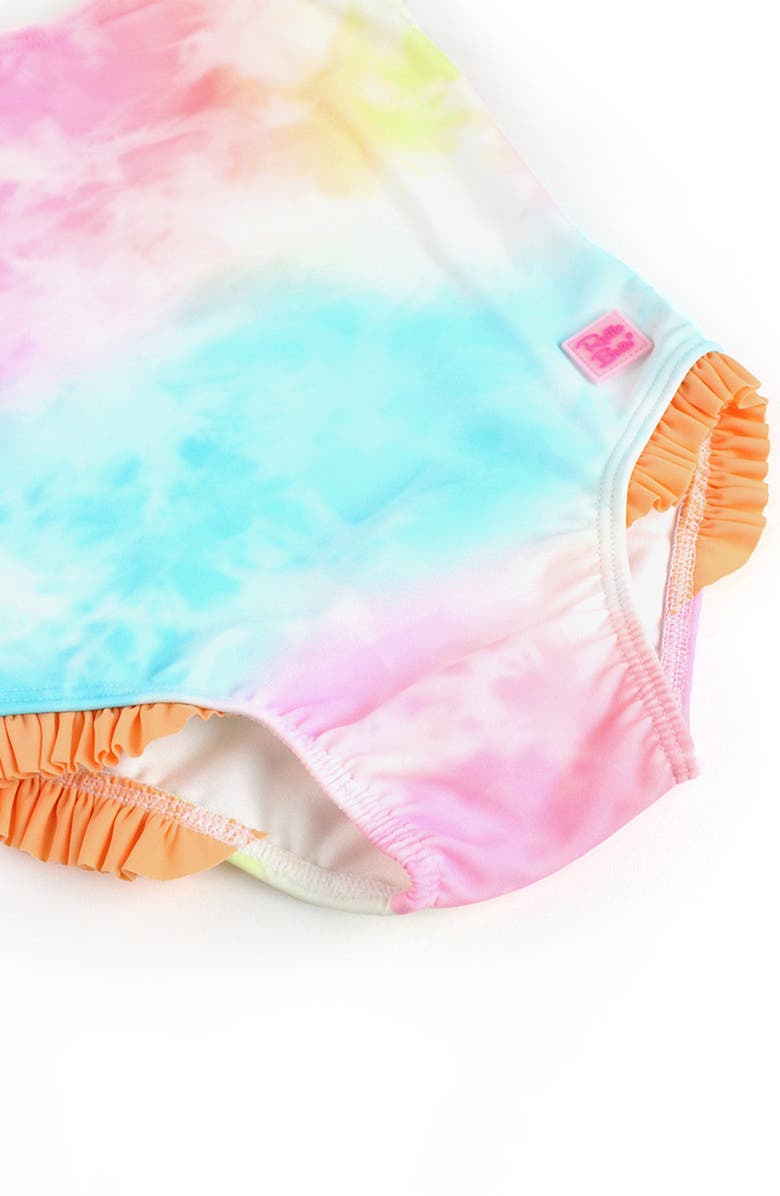 RuffleButts Kids' Rainbow Tie Dye One-Piece Swimsuit, Alternate, color, 