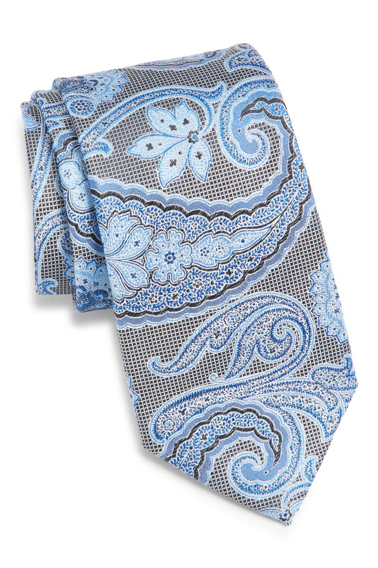 Paisley Silk Tie, Main, color, BLACK