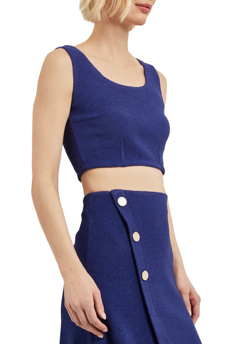 Sleeveless Bouclé Crop Top, Alternate, color, STARRY NIGHT BLUE