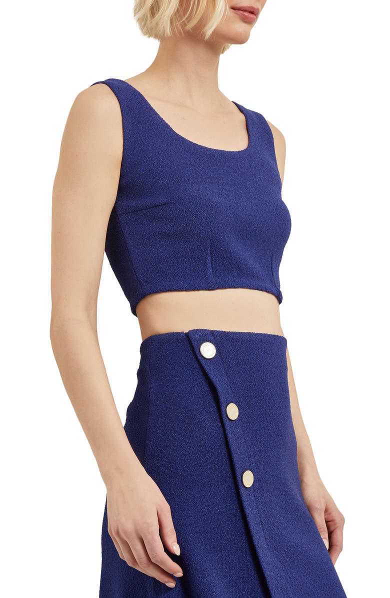 Misook Sleeveless Bouclé Crop Top, Alternate, color, Starry Night Blue