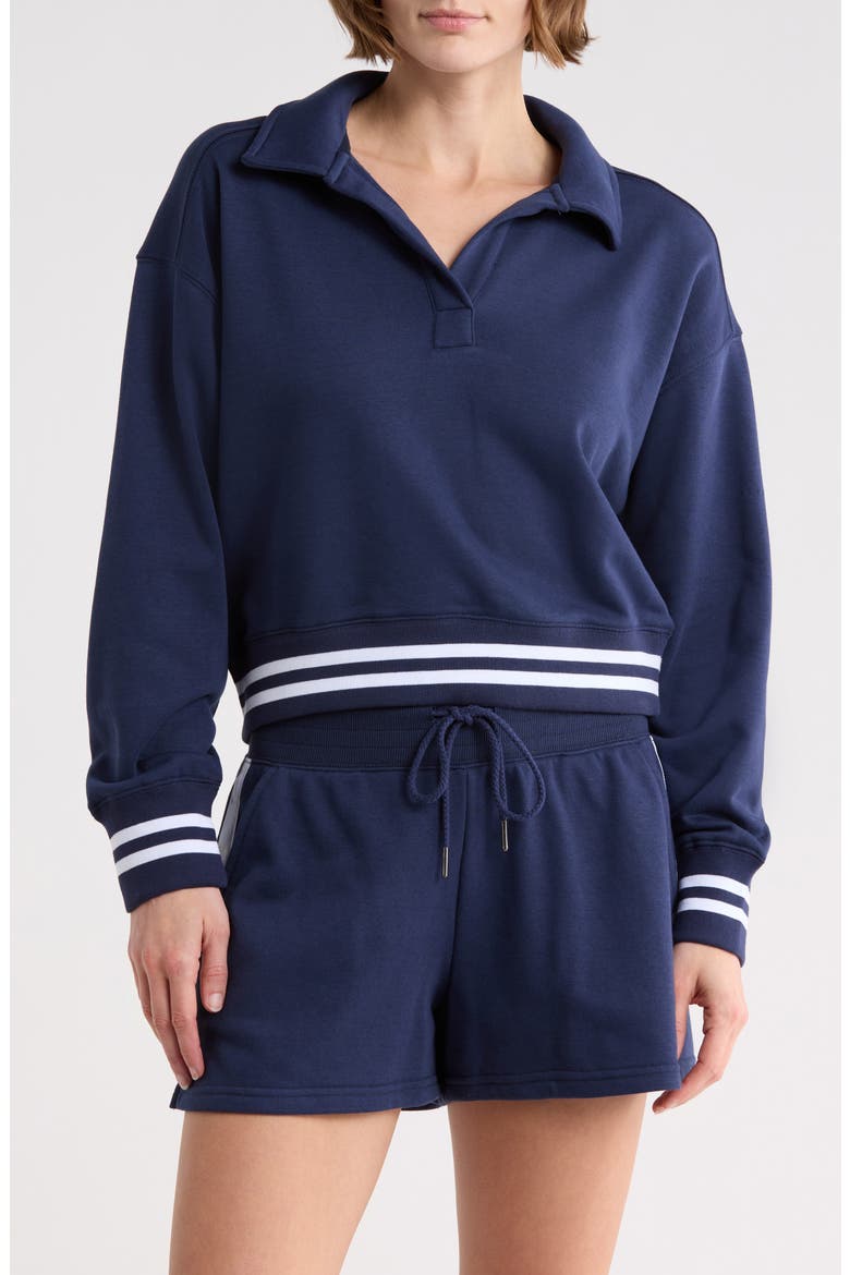 Johnny Collar French Terry Sweatshirt, Main, color, NAVAL BLUE-WHITE