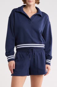 90 DEGREE BY REFLEX Johnny Collar French Terry Sweatshirt