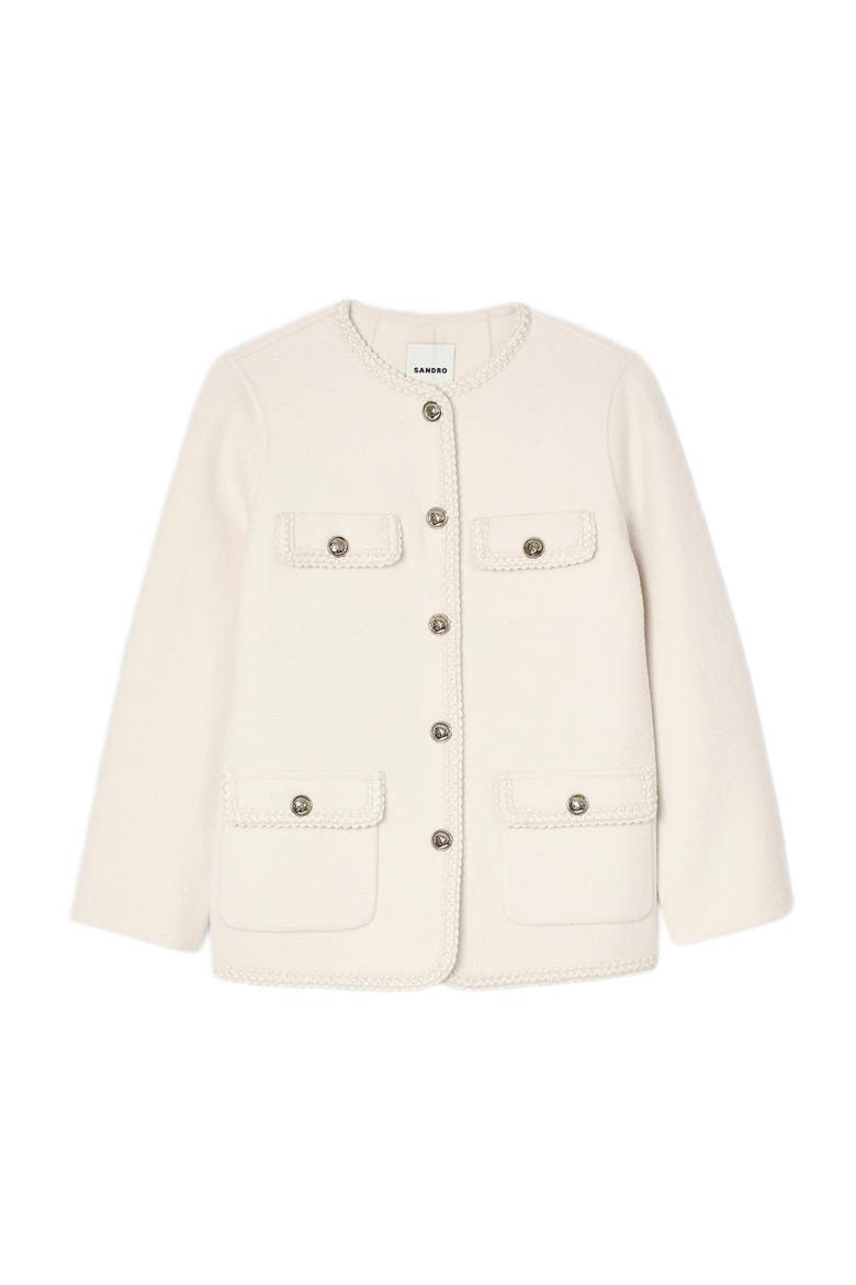Coat with braided trim, Alternate, color, Ecru