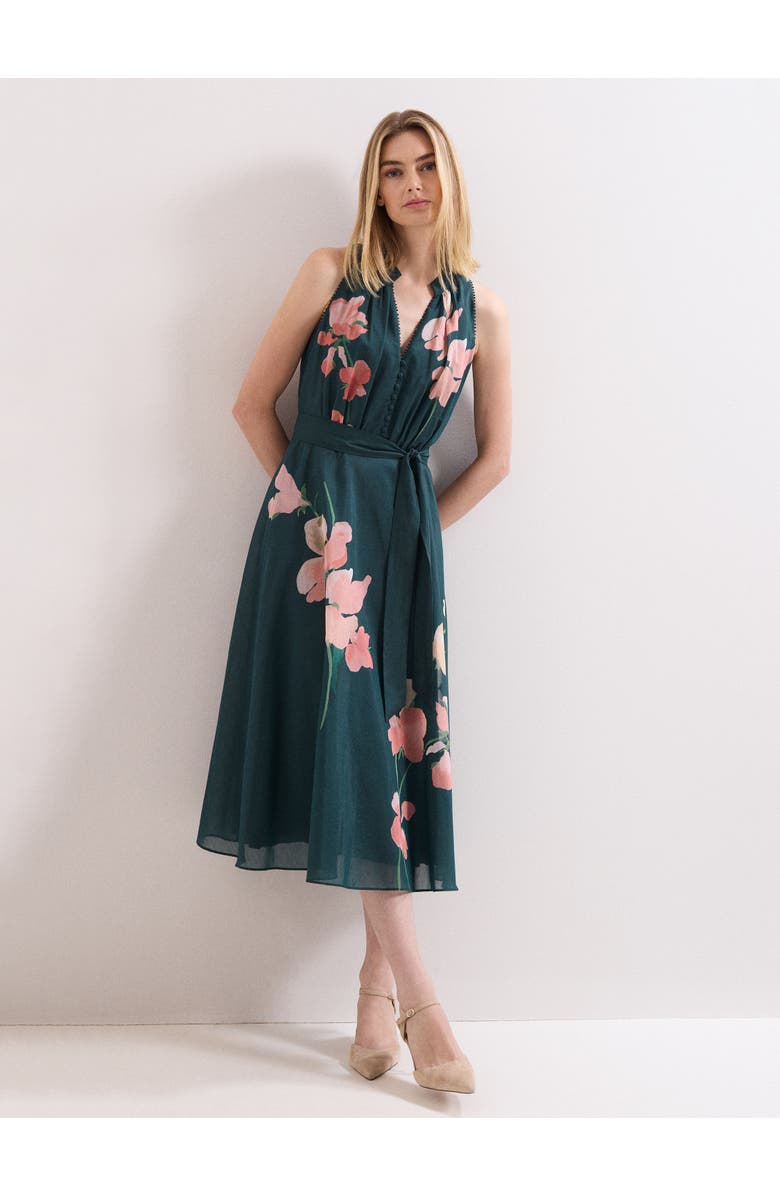 Phase Eight Lucinda Tie Waist Midi Dress, Main, color, Teal