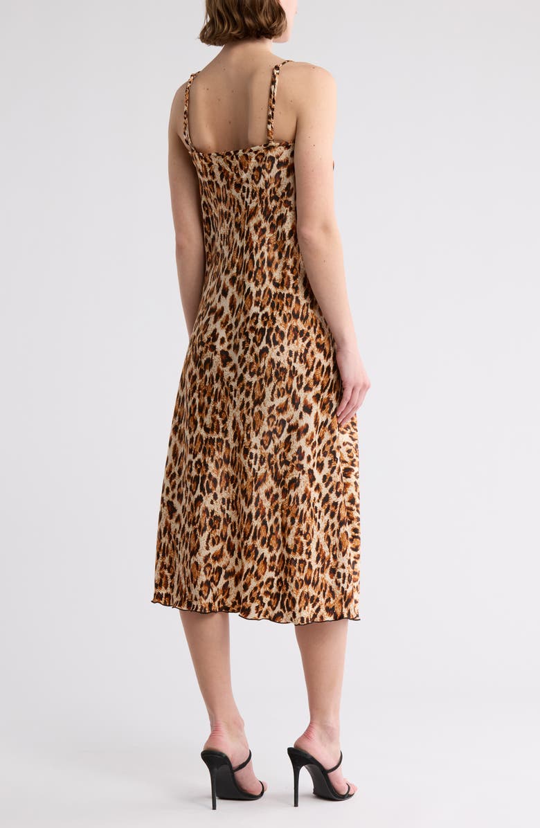 bebe Animal Print Lace Trim Slipdress, Alternate, color, 