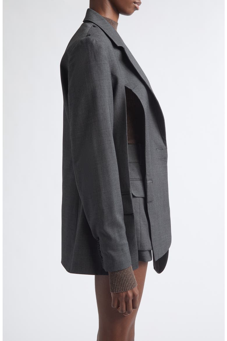 Deconstructed Lapel Wool & Cashmere Blazer, Alternate, color, DARK CHARCOAL