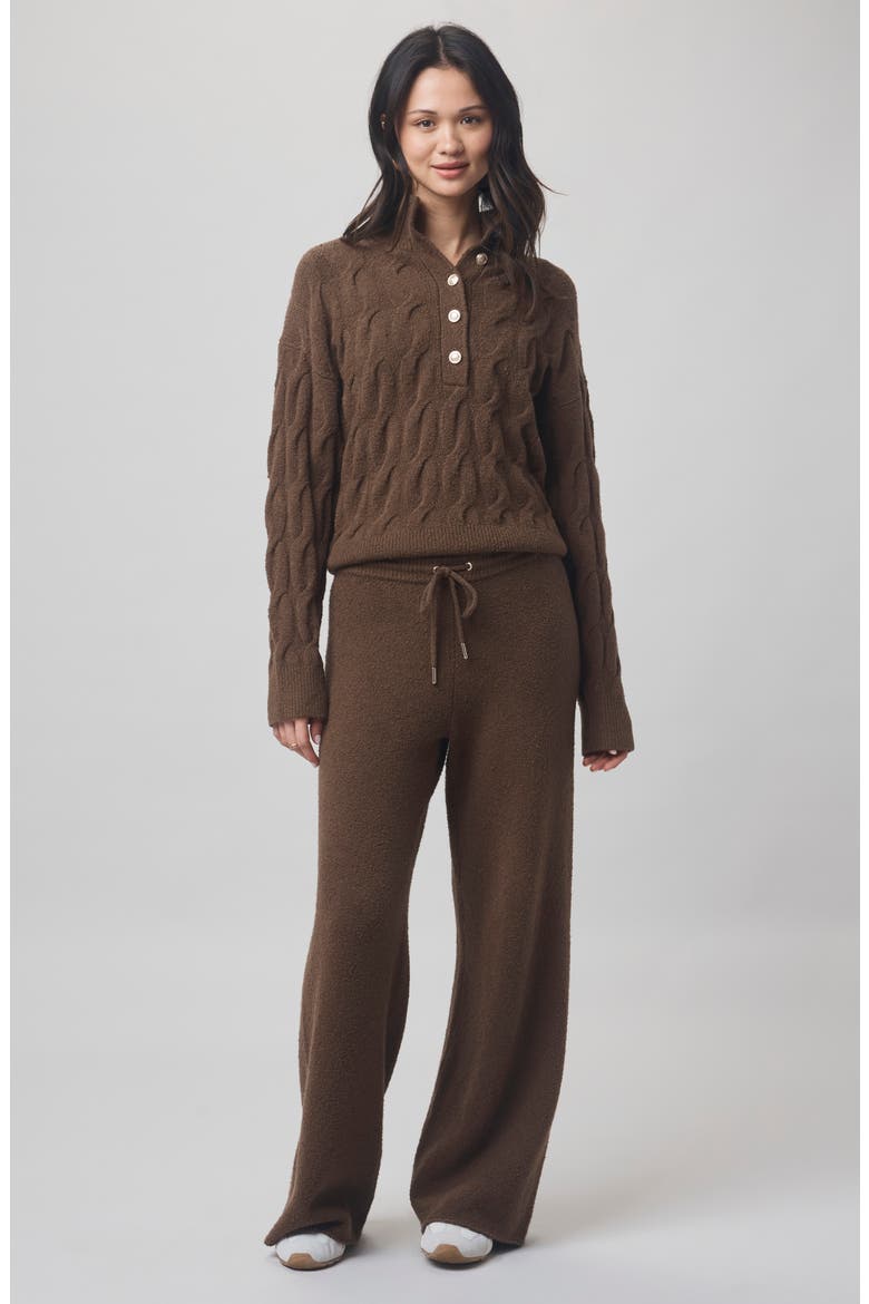x @cellajaneblog Cable Half Placket Sweater, Alternate, color, TRUFFLE