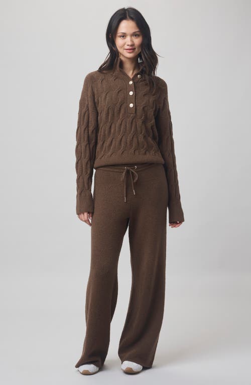 Splendid X @cellajaneblog Cable Half Placket Sweater In Brown