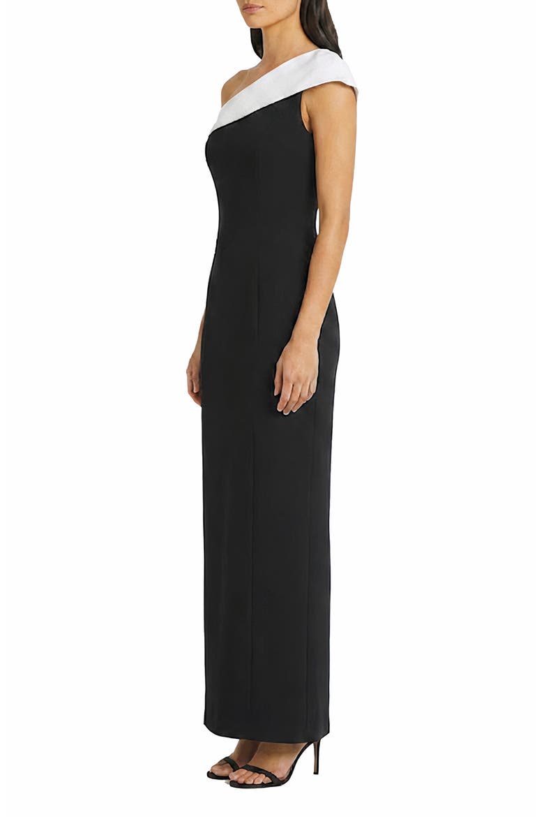 Contrast One-Shoulder Gown, Alternate, color, BLACK/ IVORY
