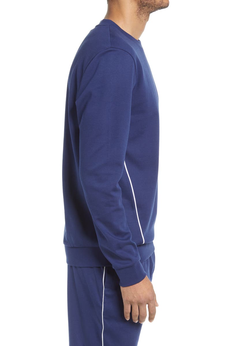 BOSS HUGO BOSS Tracksuit Piqué Crewneck Lounge Sweatshirt, Alternate, color, Medium Blue