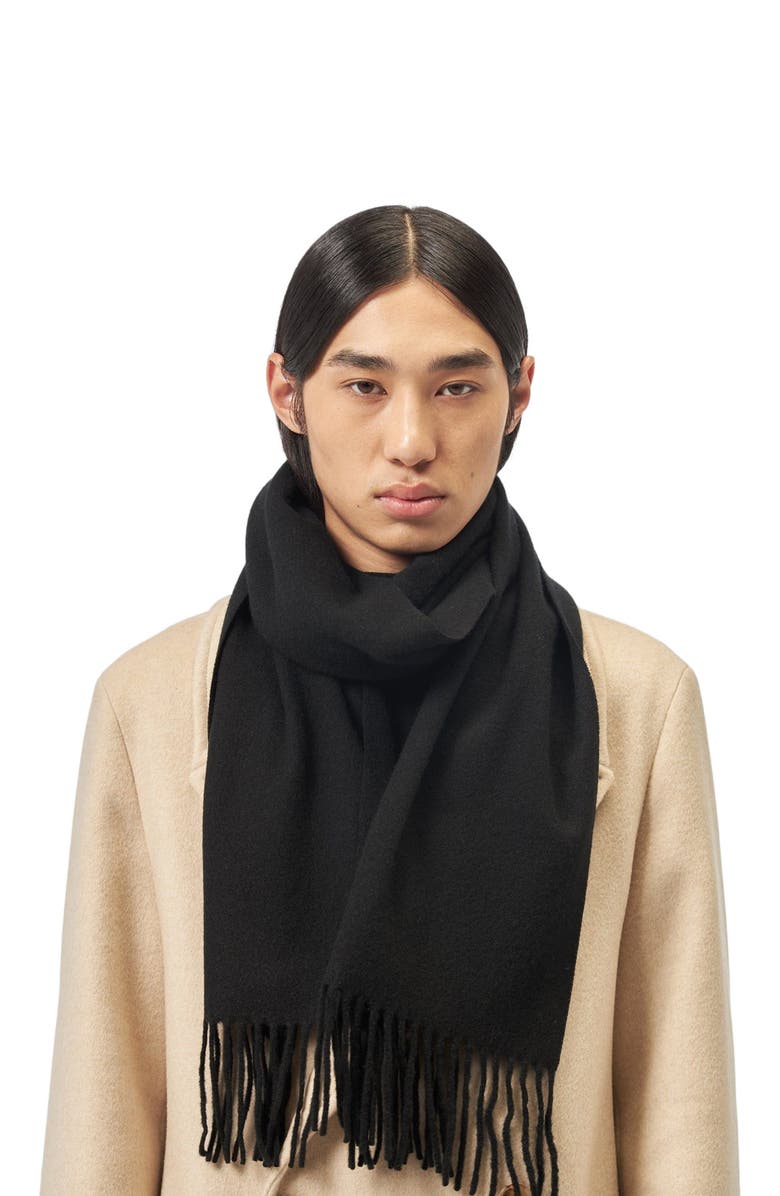 GOBI Mongolian Cashmere Cashmere Fringed Scarf, Alternate, color, Black