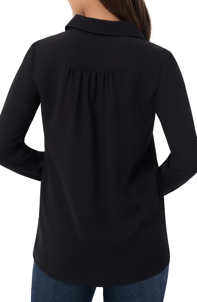 Jones New York Side Button Long Sleeve Crepe Polo, Alternate, color, 