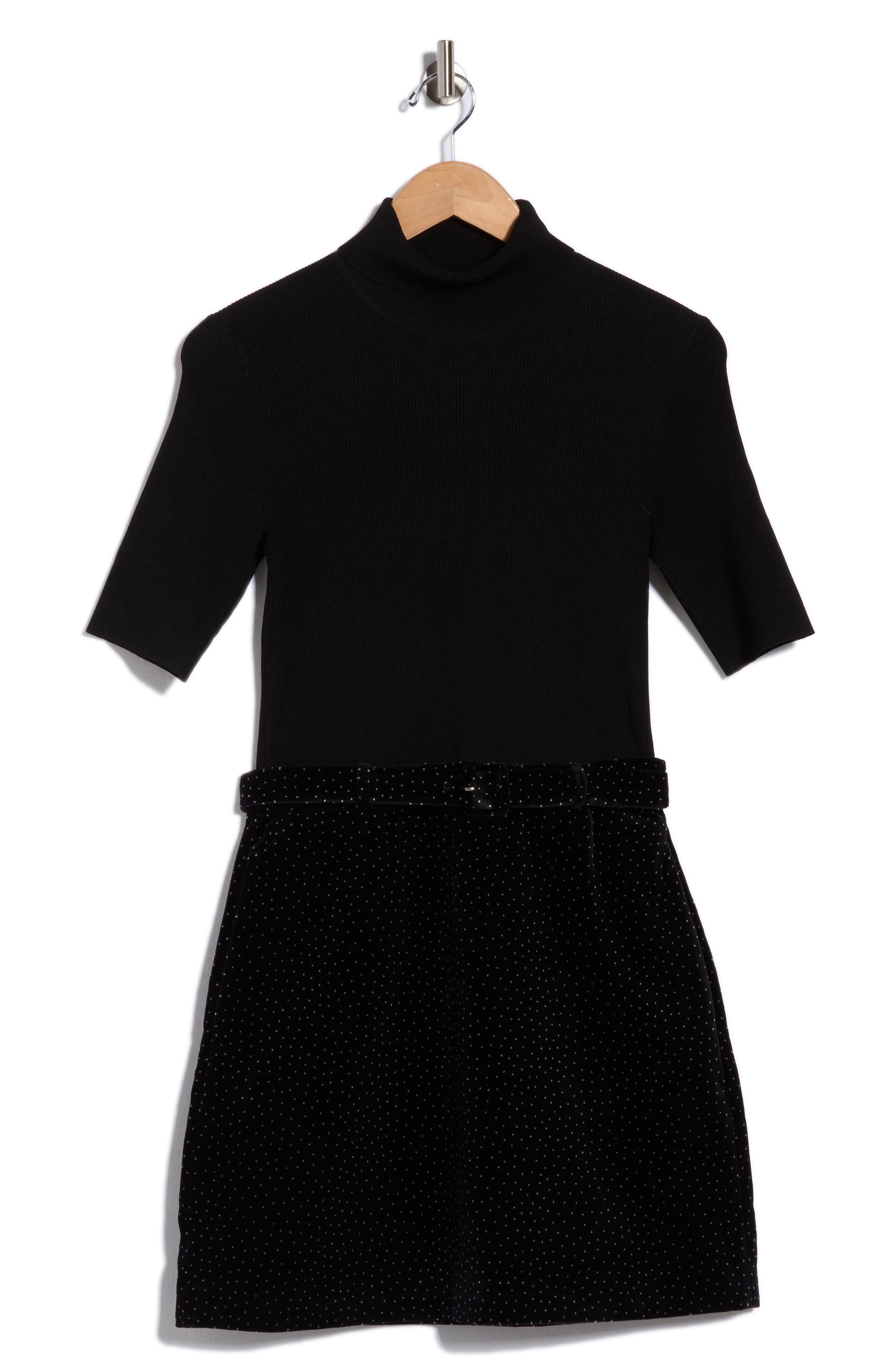 Short Sleeve Mixed Media Minidress