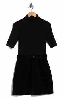 Short Sleeve Mixed Media Minidress