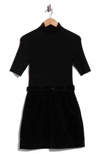 Short Sleeve Mixed Media Minidress