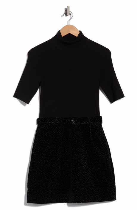 Short Sleeve Mixed Media Minidress