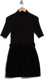 Theory Short Sleeve Mixed Media Minidress