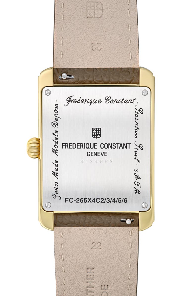 FREDERIQUE CONSTANT Classic Carrée Moonphase Leather Strap Watch, 42.3mm x 30mm, Alternate, color, Brown