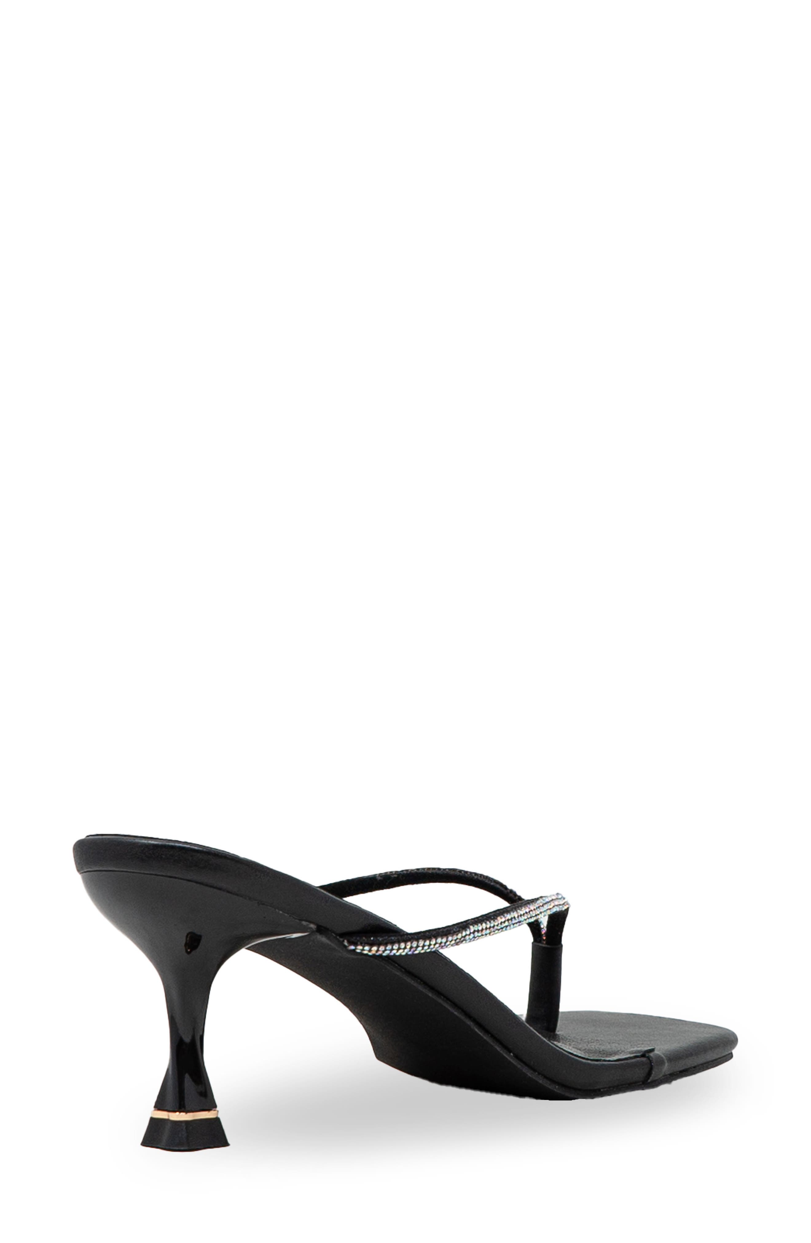 CHASE AND CHLOE Rhinestone Kitten Heel Sandal, Alternate, color, Black