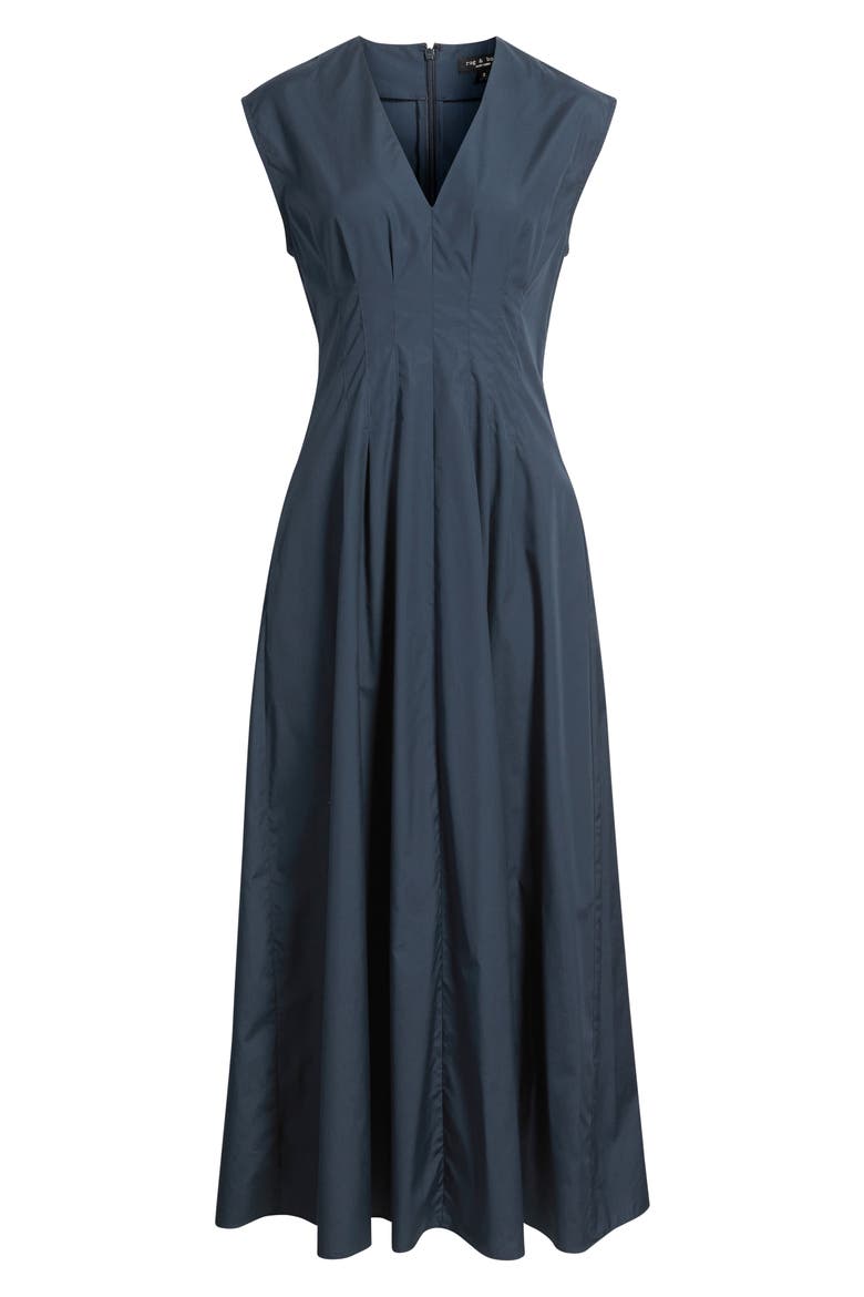 Ines Pleated Poplin Maxi Dress, Alternate, color, SALUTE
