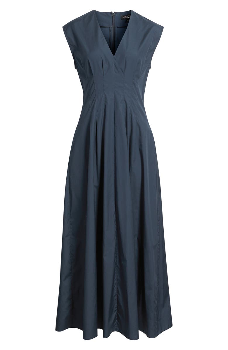 rag & bone Ines Pleated Poplin Maxi Dress, Alternate, color, Salute