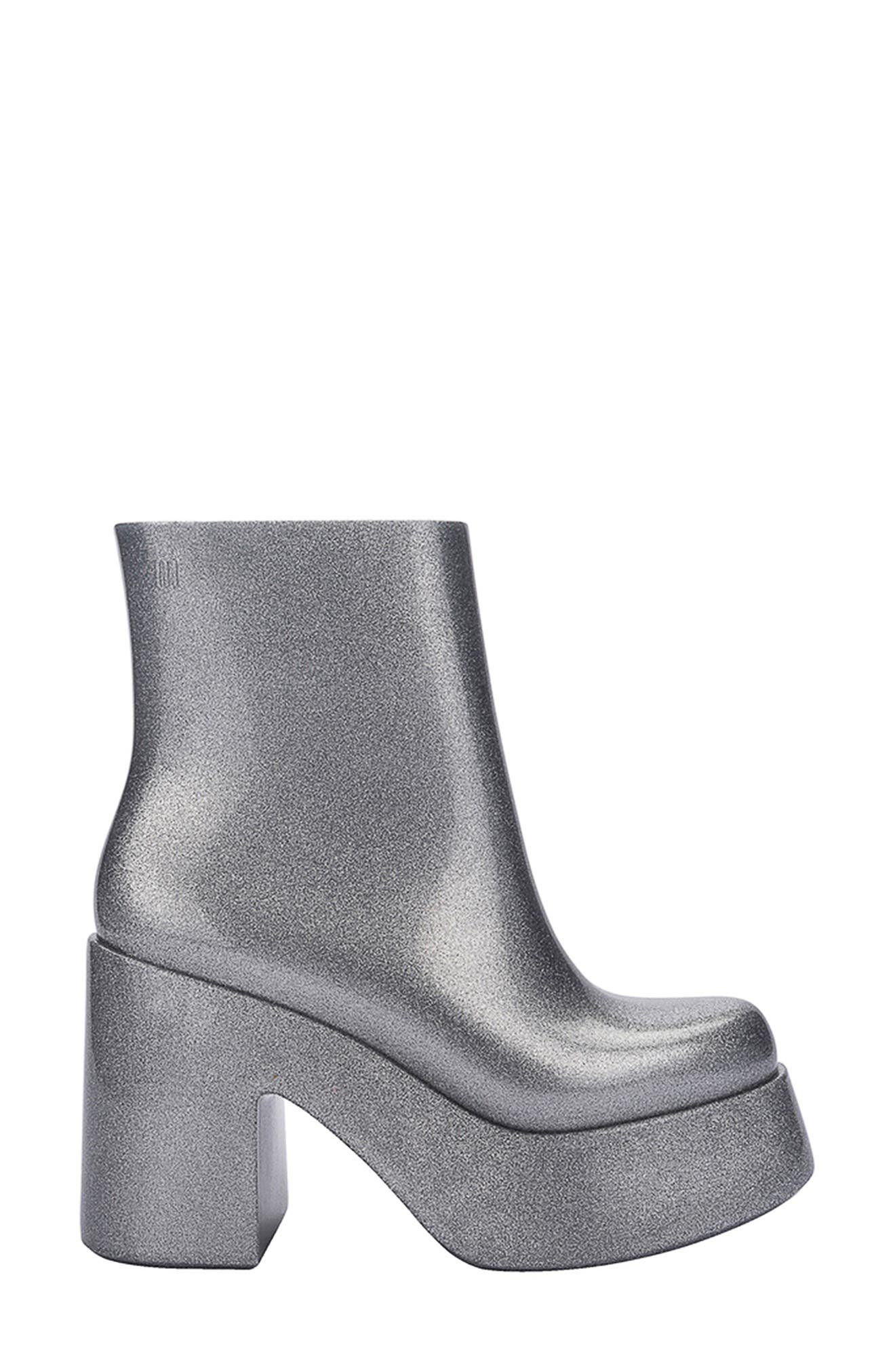 Melissa Nubia II Platform Bootie, Alternate, color, Glitter Clear Silver
