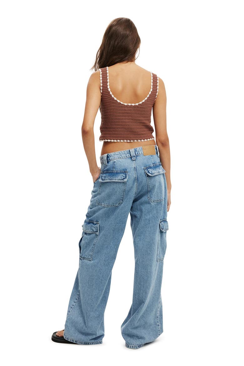 Women's Relaxed Cargo Jean, Alternate, color, Cleanwater Blue