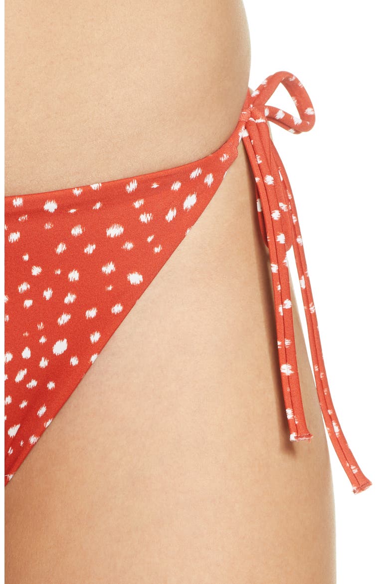Side Tie Swim Bottoms, Alternate, color, RED PERSIMMON FEATHERED DOTS